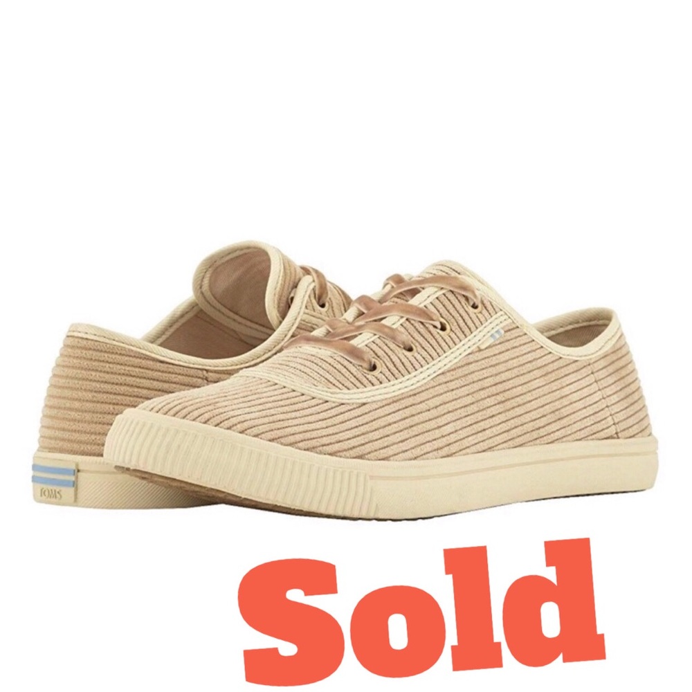 Nib TOMS Carmel Oxford Tan Corduroy shoes 9.5